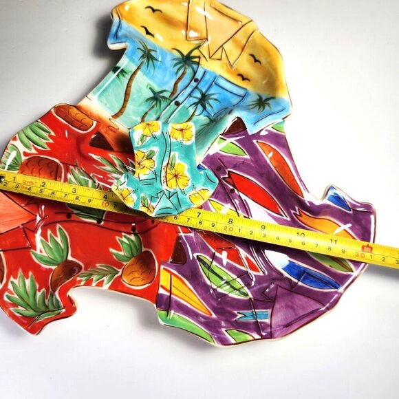 Serving Dish Embossed Tropical Serving Bowls Clay Art Hawaiian Shirt - Picture 7 of 8